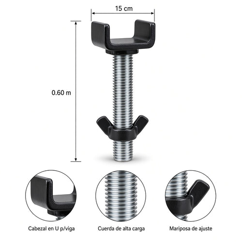 Cabezal «U» con tornillo — Medidas, especificaciones y detalles | Andamiada