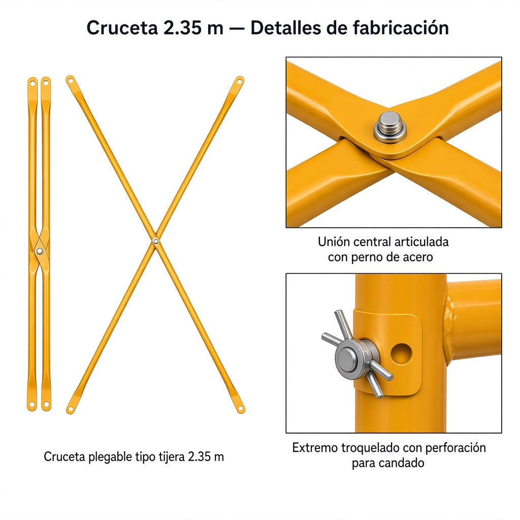 Cruceta 2.35 m — Qué incluye y despiece de componentes | Andamiada