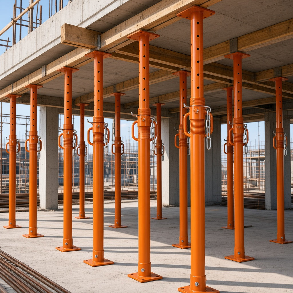 Puntal de apuntalamiento 3 m — Equipo instalado en obra de construcción | Andamiada